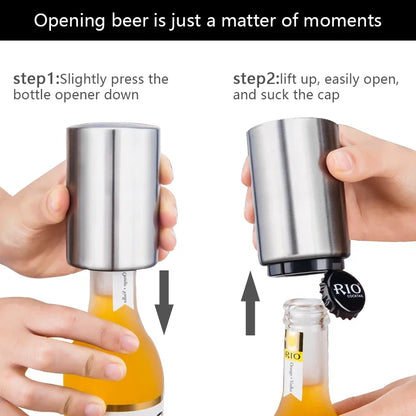 Magnet Automatic Beer Bottle Opener Push Down Bottle Cap Opener Wine Beer Beverage Soda Opener Kitchen Accessories Bar Tools