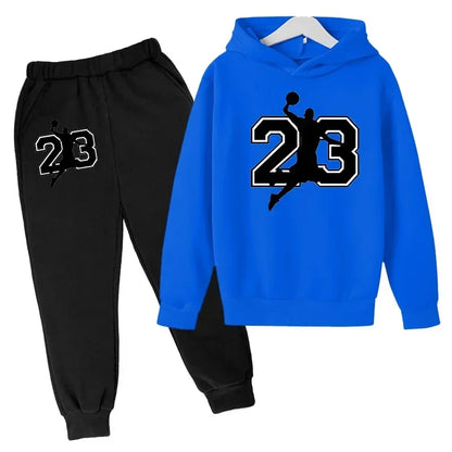 Kids Basketball Hoodie Sports Hoodie Set Spring Autumn Children Hoodie+Pants 2-Piece Set Teen Cute 4-14Y Boys Girls Hoodie Suits