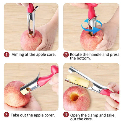 Stainless Steel Apple Corer Fruit Seed Core Remover Pear Apple Corer Seeder Slicer Knife Durable Kitchen Gadgets Vegetable Tools