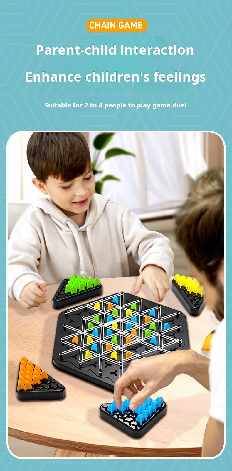 Chain Triangle Chess Game Triggle Rubber Band Game Educational Interactive Game Battle Set For Family Party Gift