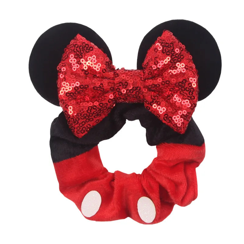 Disney Mickey Christmas Hair Loop Thickened Velvet Pig Intestine Hair Loop Elastic Gold Velvet Headband