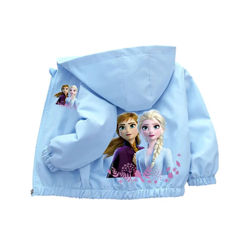 Baby Girls Spring Autumn Frozen Jacket Coats Clothes Little Girls Cartoon Elsa Anna With Hooded Collar Sweatshirt Kids Clothing