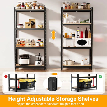 Ergomaster Storage Shelves Metal Garage Shelving Unit 4-Shelf Adjustable Heavy Duty Boltless Organizer Rack For Home Office