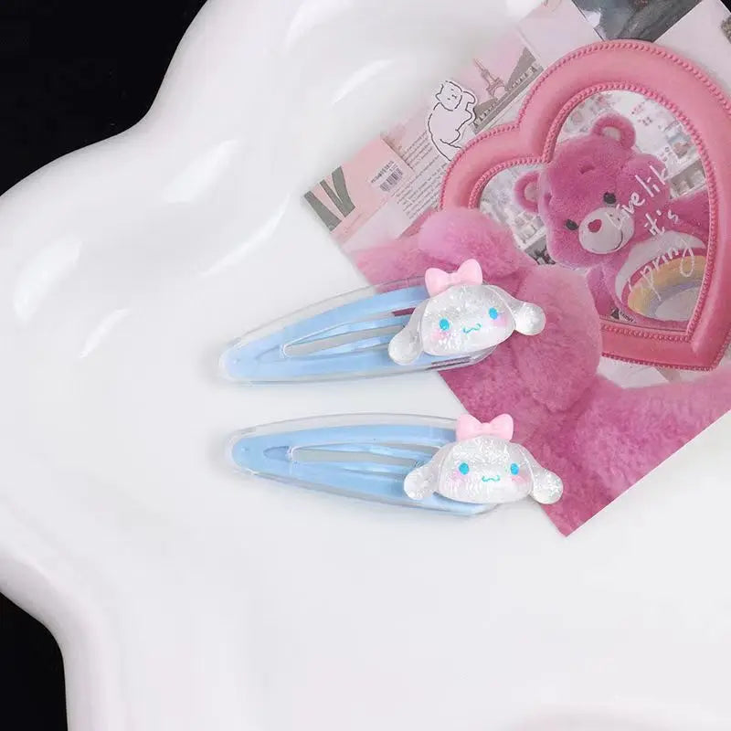 2Pcs Sanrio Girls Hair Clip Kawaii Mymelody Kuromi Cinnamoroll Hairpin Kids Hair Accessories Gift