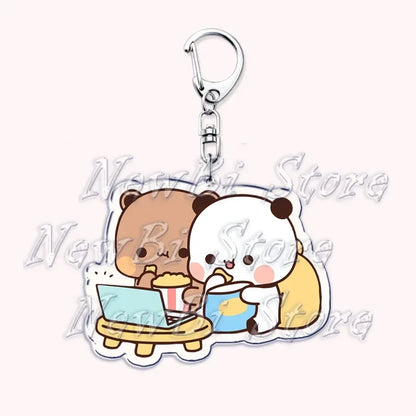 Cute Bubu Dudu Keychains Baby Grey Bear White Panda Keyring for Accessories Bag Pendant Key Chain Jewelry Fans Couple Love Gifts