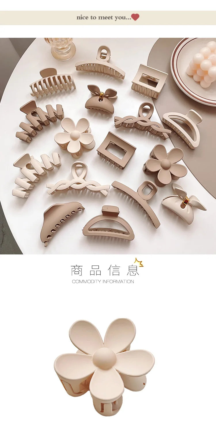 Kiss Jewelry Milk Coffee Butterfly Flower Geometric Hair Claws Headband Women Korean Fashion Makeup Hair Clips Crab Accessories