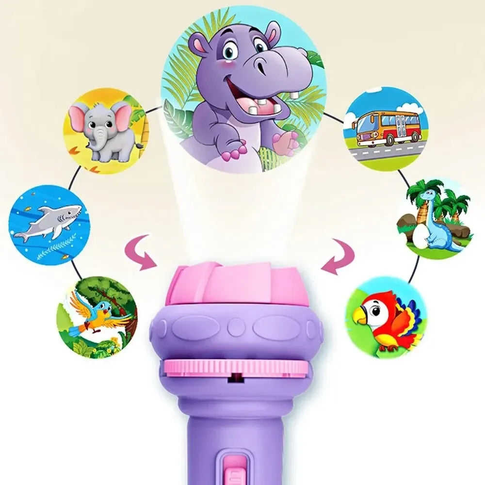 80 Patterns Illuminated Projection Led Flashlight Baby Puzzle Teaching Cognition Early Knowledge Animal Pattern Bedtime Story