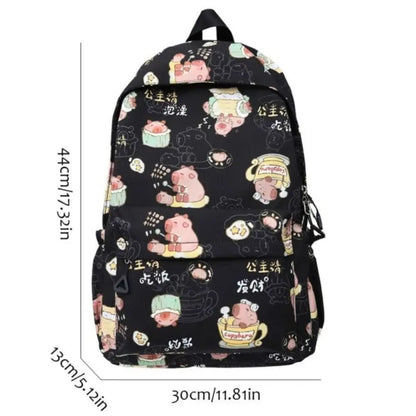 Kawaii Cartoon Capybara Backpack Funny Large Capacity Capybara School Bag Nylon Handbag Student Laptop Bag NO Pendant