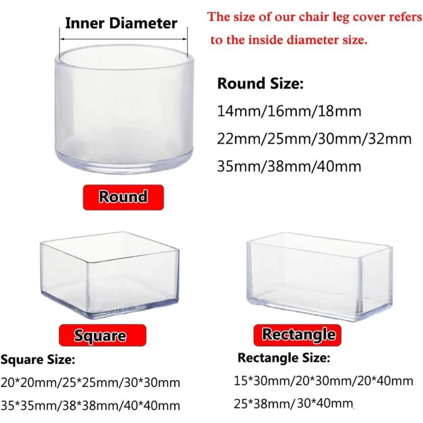 Transparent Chair Leg Caps Rubber Feet Protector Pad Furniture Table Covers Socks Plugs Cover Furniture Leveling Feet Home Decor