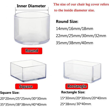 Transparent Chair Leg Caps Rubber Feet Protector Pad Furniture Table Covers Socks Plugs Cover Furniture Leveling Feet Home Decor