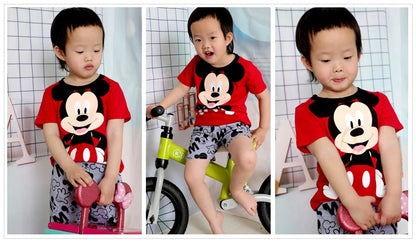 2pcs/set New Kids Short Sleeved Suit Toddler Costume Mickey Clothes Baby Boys Pajamas Set girl Children Tshirt Shorts Set