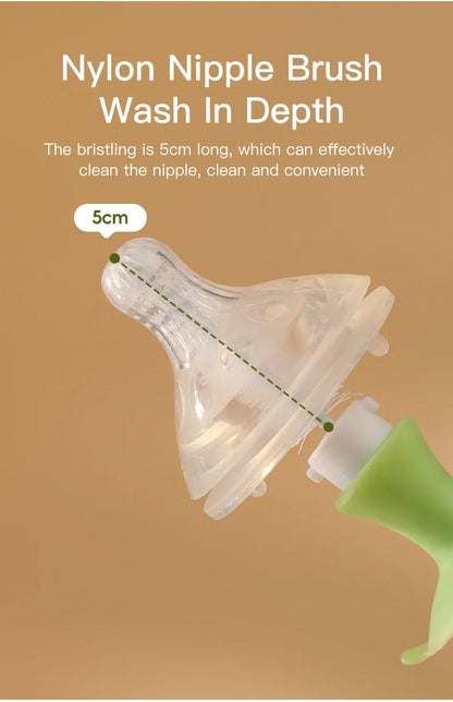 SAIDAH Simple Nylon Sponge Suction Feeding Bottle Nipple Pacifier Brush Set Water Sippy Vacuum Cup Cleaning（3 in 1）