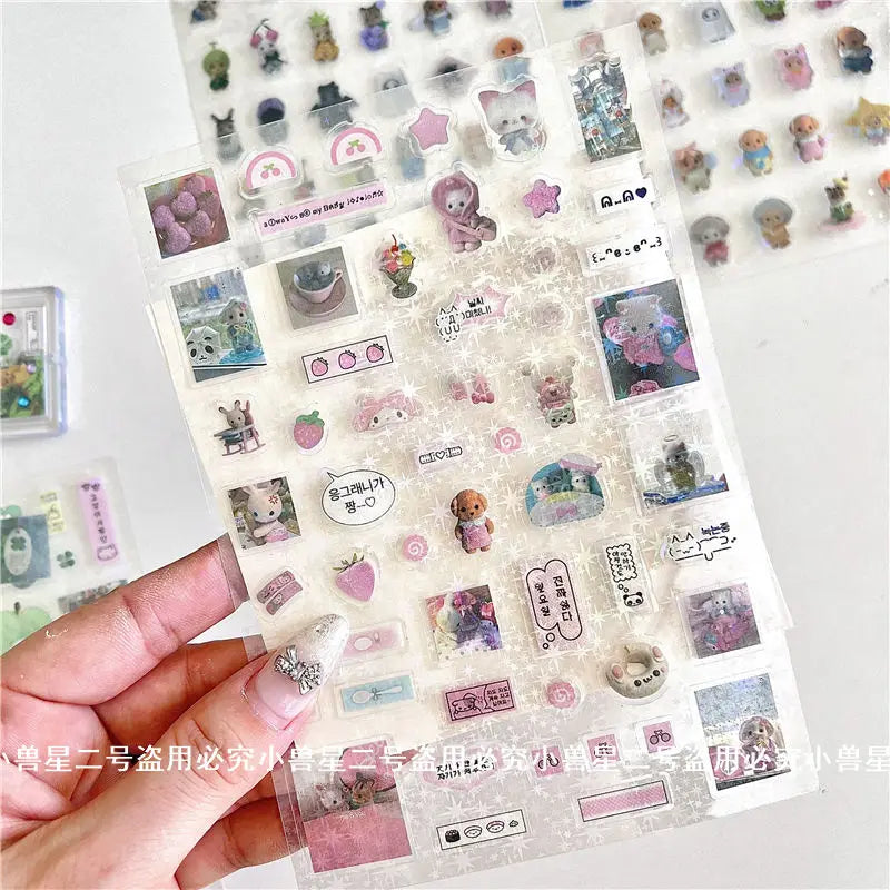 Cute Sylvanian Families  Cartoon Stickers Kawaii Girls Kids Calico Critter Anime Decals Toys DIY Laptop Phone Waterproof Sticker