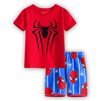 Summer Boys Nighty children super hero Spider Cartoon Nightgown Costume Boys Toddler Short Sleeve Pajamas Sets Home Wear