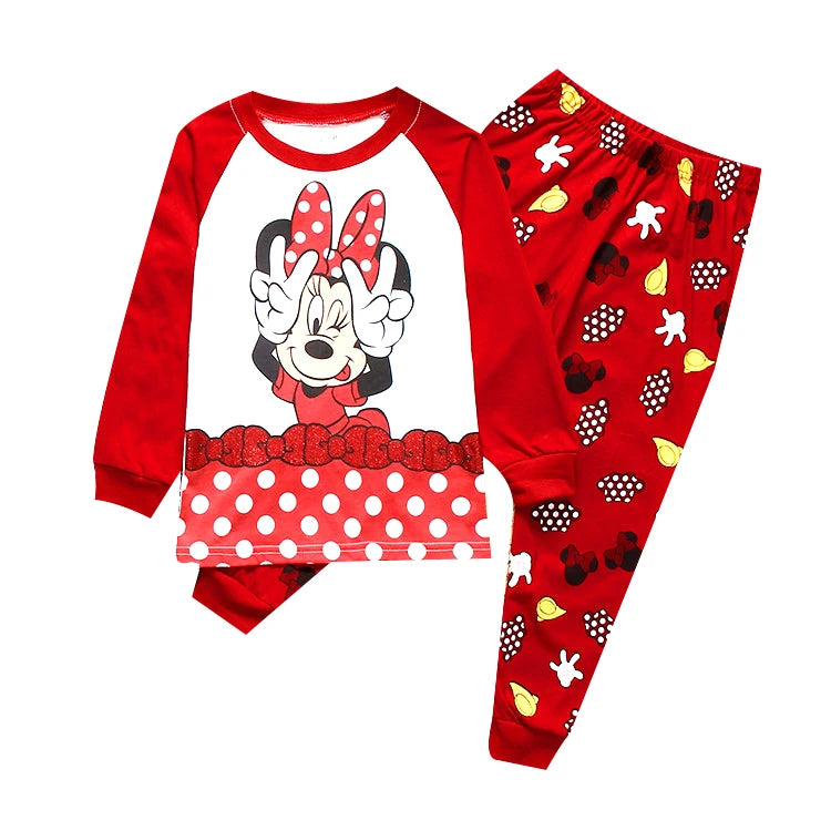 New Spring Autumn Children's Clothing Set Mickey Minnie girl boy Sleepwear Kids Pajamas Set Baby Girls Cotton Cartoon Pyjamas