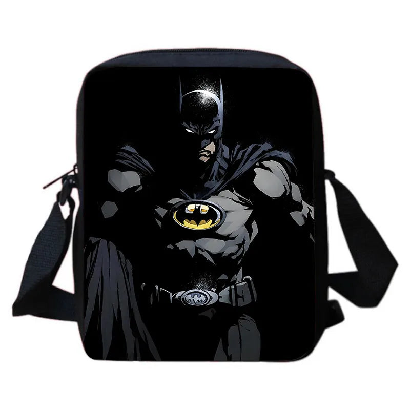 Cartoon Super Hero B-BatmanS LOGO Child Backpack,Shoulder Bag,Pencil Bag for 4-8 Years Old Anime School Bag for BoyGirl BestGift