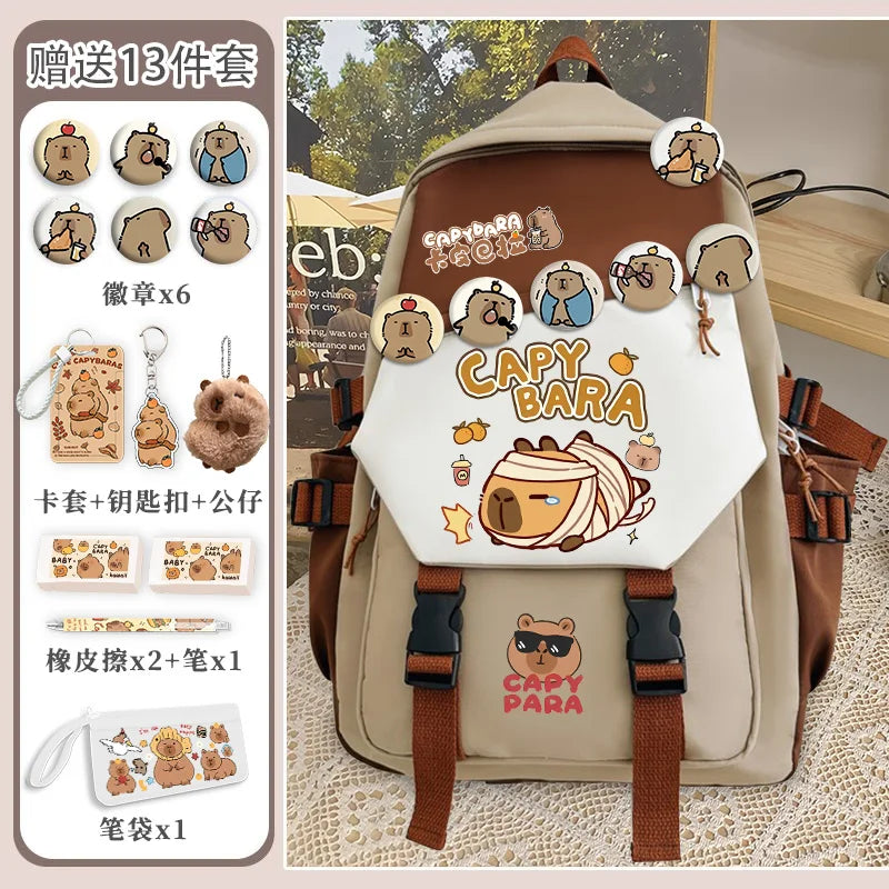 Kapibara school bag high-capacity primary school students junior high school girls good-looking teenagers backpack