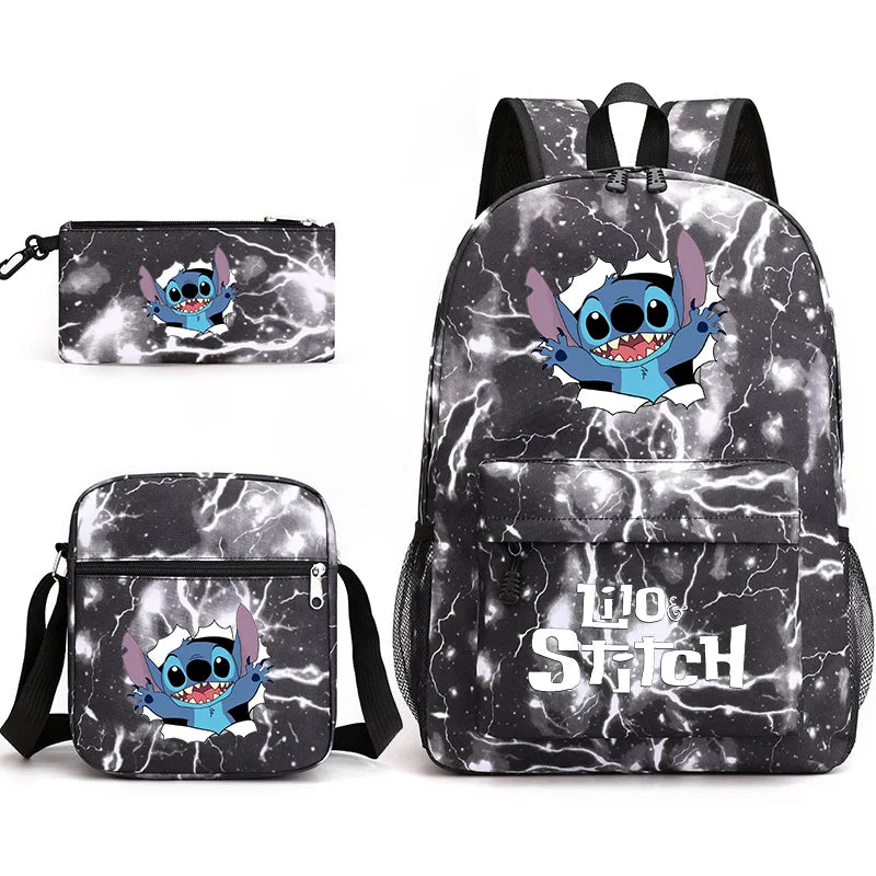 Disney Lilo Stitch 3Pcs/Set Bookbag Kids Backpack Boys Girls School bags Daily Backpacks Mochilas Shoulder Bag Set