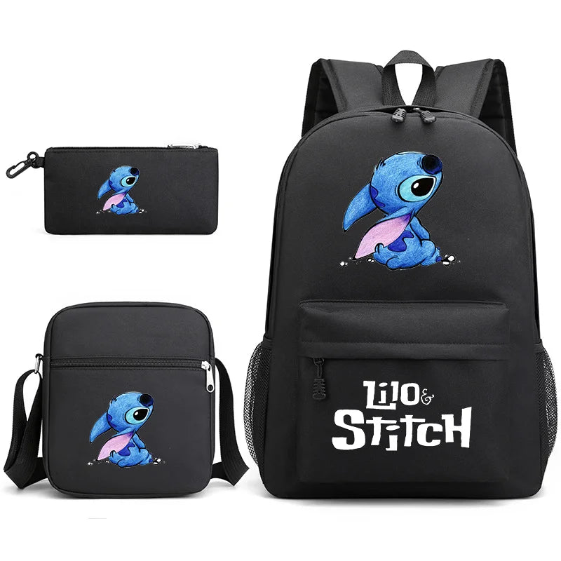 Disney Lilo Stitch 3Pcs/Set Bookbag Kids Backpack Boys Girls School bags Daily Backpacks Mochilas Shoulder Bag Set