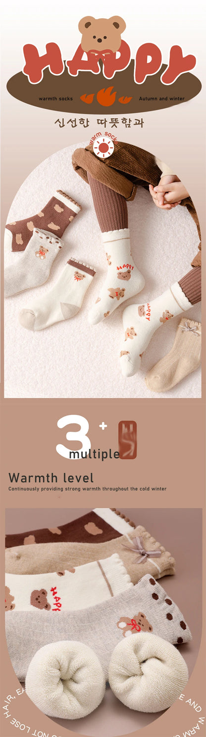 5Pairs 1-14Years Terry Socks For Children Wholesale to Resell Socks Children's Fashion High Elasticity Thickening Socks New