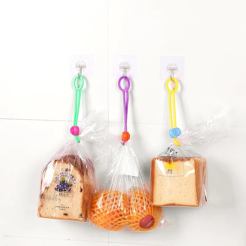 New 10/5/3/1PC Silicone Food Bag Sealing Strap Freshness Sealing Clip Adjustable Clips Sealer Data Cable Storage Kitchen Gadgets