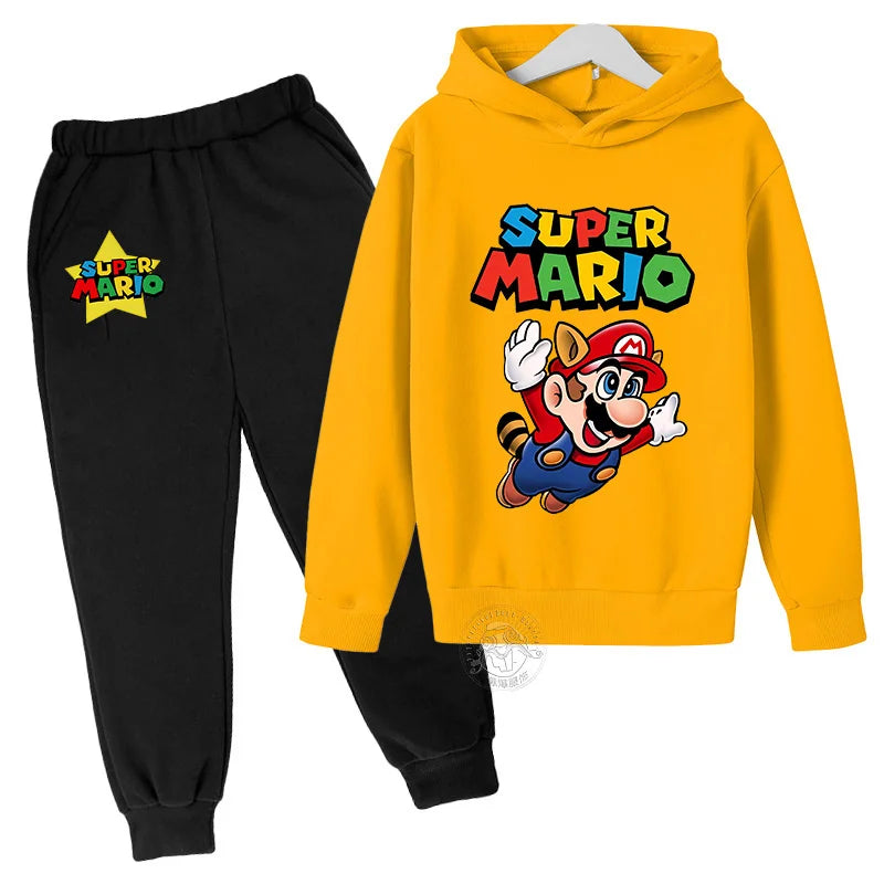 Super Mario Kawaii children's suit street fashion boys and girls suit sports pullover + sweatpants two-piece sports suit