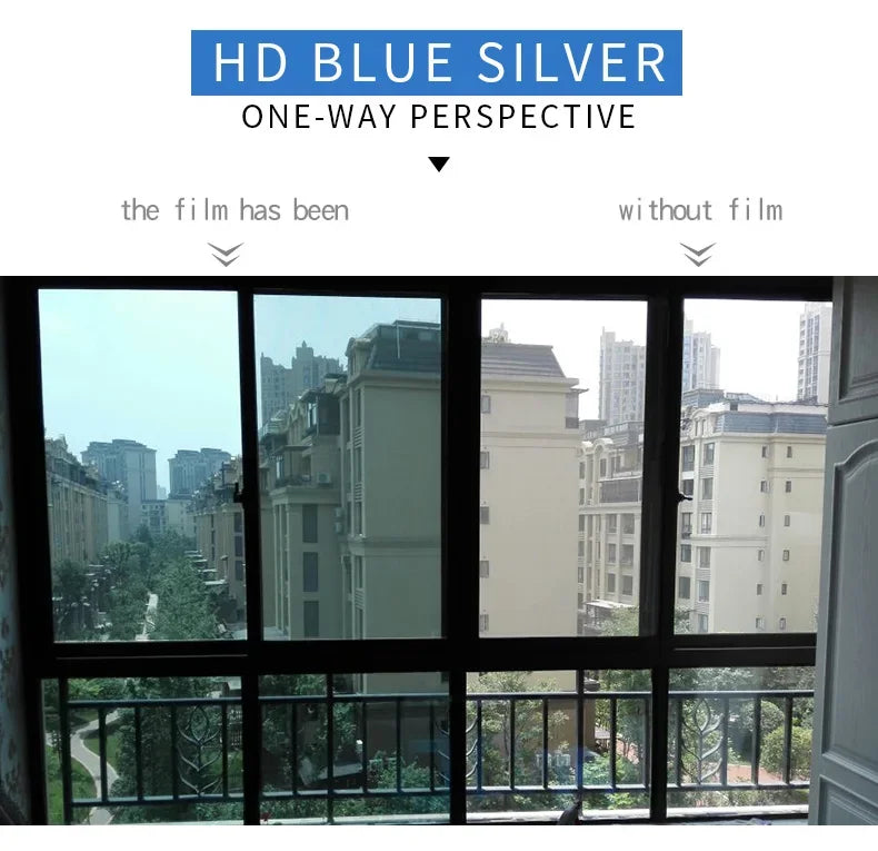 2/3/5M One Way Mirror Window Film Vinyl Self-adhesive Reflective Solar Film Privacy Window Tint for Home Silver Glass Sticker