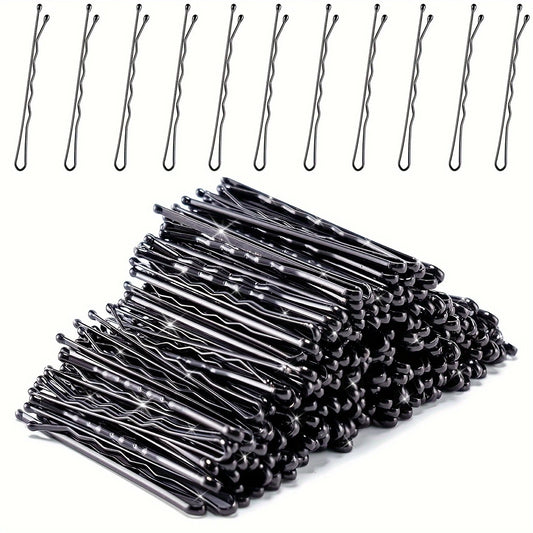 50/100pcs Classic Black Hair Clips For Girls - 2.17inch Alloy Bobby Pins, Fashionable Accessory For Teens & Up