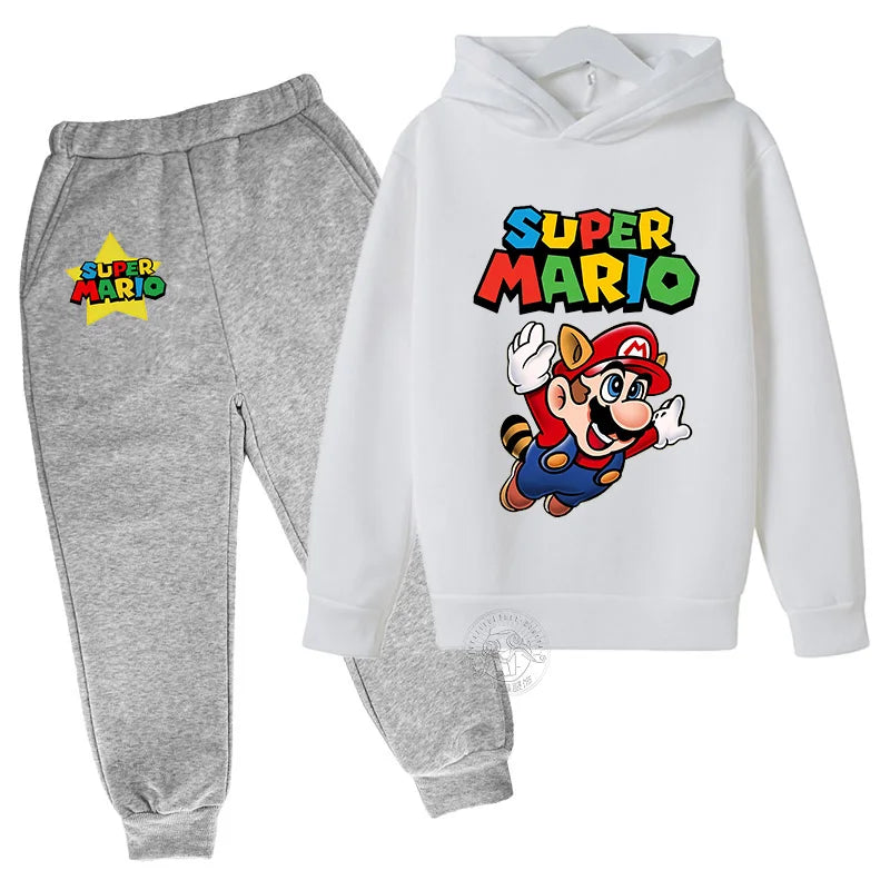 Super Mario Kawaii children's suit street fashion boys and girls suit sports pullover + sweatpants two-piece sports suit