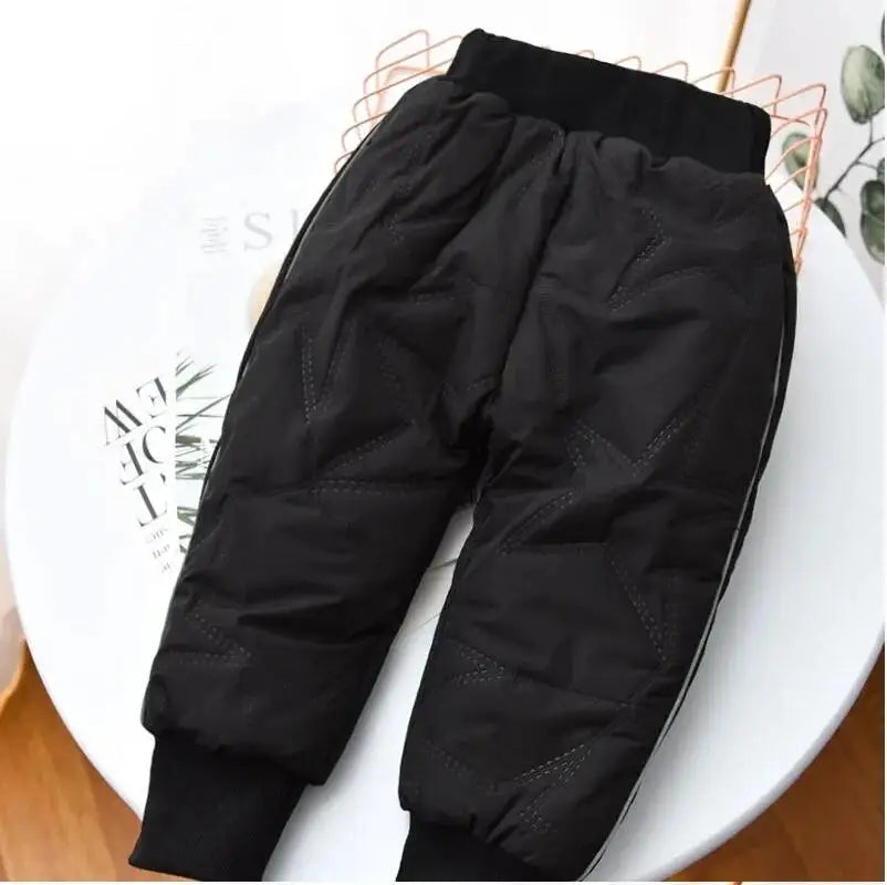 Baby Kids Thick Cotton Ski Pants Boys Girls Winter Plus Velvet Warm Trousers Toddle Waterproof Outdoor Pants For 1-6 Years Old