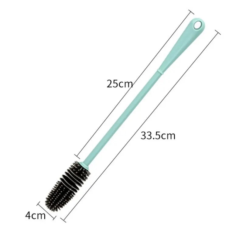 Silicone Milk Bottle Brush Cup Scrubber Glass Cleaner Long Handle Drink Bottle Clean Brush Kitchen Cleaning Tool