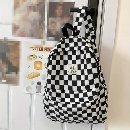 Schoolbags for female junior high school students, high school students, middle school students, ins style girls' backpacks, girls' checkerboard backpacks, five colors optional