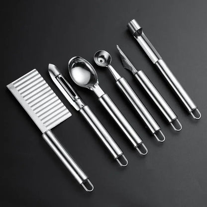 430 Stainless Steel Kitchen Tools Set Gadgets and Accessories Fruit Ball Carving Knife Fruit Peeler Ice Cream Spoon Potato Knife