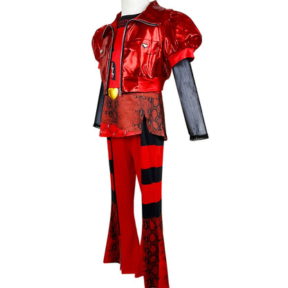 Red clothing descendants 4 new girls Halloween dressing clothing children's movie "Little Red Rise" birthday dress kit wig