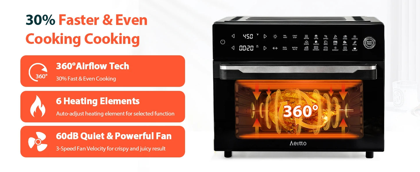 PRO Large Air Fryer Oven Toaster Oven Combo  with Rotisserie, Dehydrator and Full Accessories  19-In-1 Digit