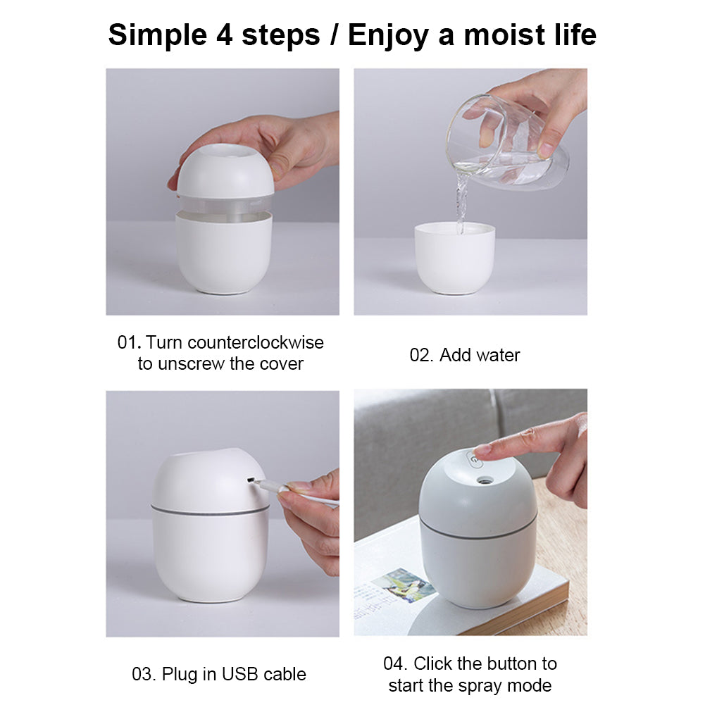 Portable USB Ultrasonic Air Humidifier Essential Oil Diffuser Car Purifier Aroma Anion Mist Maker with LED Lamp Romantic Light