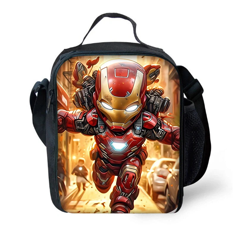 3 pcs set Cute Anime For Irons Man Child School Backpack with Lunch Bags ,Pencil Bags ,School Bags for Boys Girls Best Gift