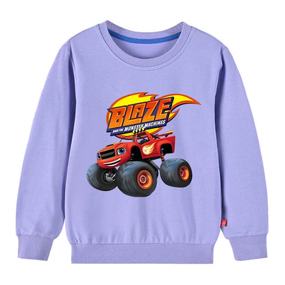 Autumn Kids Blaze And The Monster Machines Cartoon Funny Sweatshirts Children's Hoodies Baby Pullover Tops Girls Boys Clothes