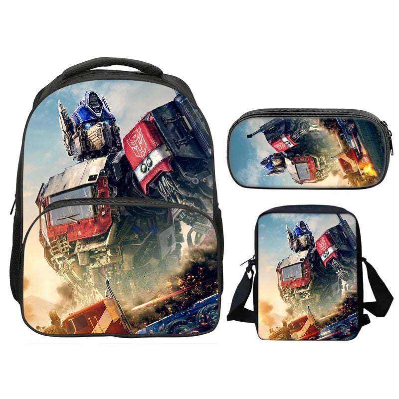 T-Transformers Popular Movies Child School Backpack 3pcs Set Shoulder Bags Pencil Case Book Bags for Boys Girls Best Gift