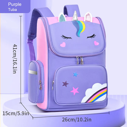 Children's Elementary School Students Schoolbag Girls 1,2,3,4,5,6 Grades 6-12 Years Old Shoulders Backpack Cute Waterproof Light