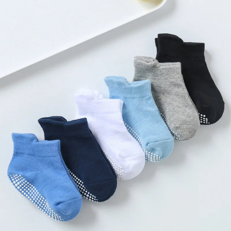 6Pairs Baby's Non-slip Floor Socks For Toddler Kids Boys Indoor Activities Learn To Walk Ankle Socks