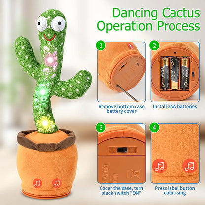 Dancing Talking Cactus Toy for Baby Toddler Boys Girls Gifts Singing Mimicking Cactus Toy Recording Repeating Cactus Baby Toy