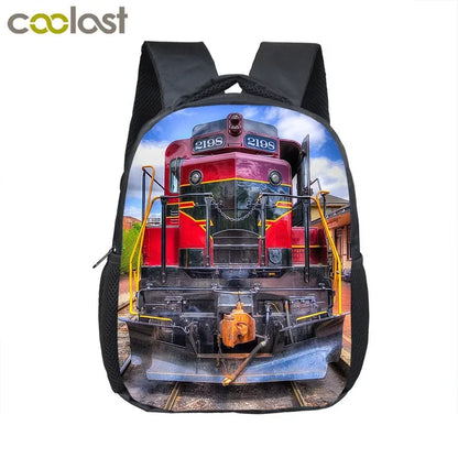 Cute Cartoon Train Locomotive Print Backpack for 2-4 Years Old High-speed Train Kids Bookbags Boy Girl Toddler School Bag Gift