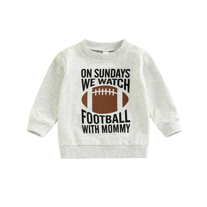 2022-09-02 Lioraitiin 0-6Years Toddler Kids Girl Boy Sweatshirt Ball Season Daddy Mommy Letters Football Print Pullover Tops