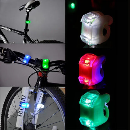 Bike Led Flash Lights Silicone Head Front Rear Wheel Waterproof Safety Lamp Green Taillights Ride on Toys Cycling Accessories