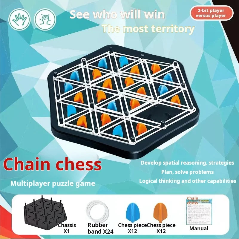 Chain Triangle Chess Game Triggle Rubber Band Game Educational Interactive Game Battle Set For Family Party Gift