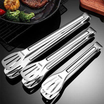 Stainless Steel Food Tongs Barbecue Tongs Meat Salad Steak Food Serving Clip Tweezers Long BBQ Cooking Tongs Kitchen Utensils