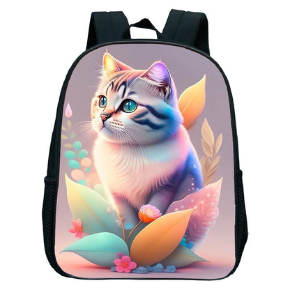 Cute Cat Print Backpack For Preschool Children Kitten Pattern School Bags Lightweight Boys Girls Kindergarten Backpack Kids Gifs