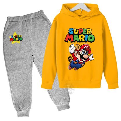 Super Mario Kawaii children's suit street fashion boys and girls suit sports pullover + sweatpants two-piece sports suit