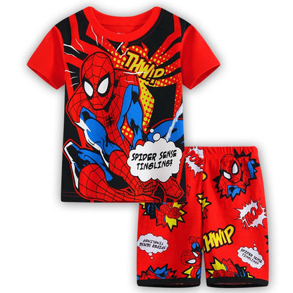 Summer Boys Nighty children super hero Spider Cartoon Nightgown Costume Boys Toddler Short Sleeve Pajamas Sets Home Wear